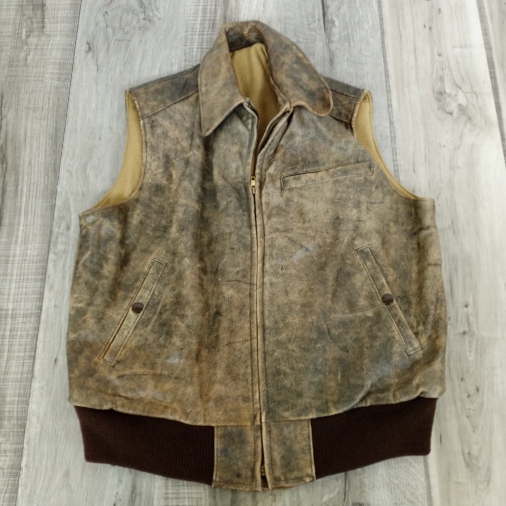 Vintage Golden Bear Sportswear Virginia Leather Vest Full Zip